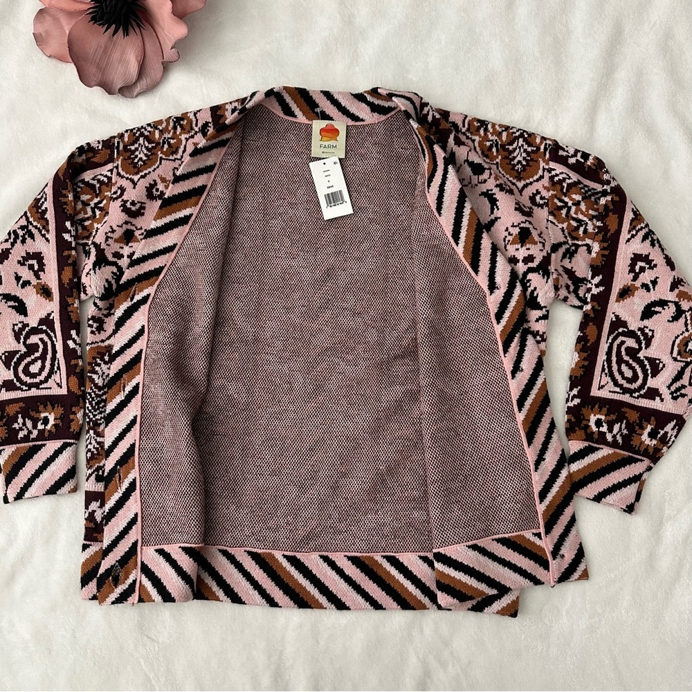 Farm Rio Glam Tapestry Jacquard Cardigan Small - Picture 5 of 13